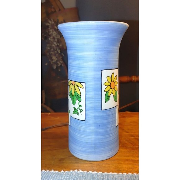 Homemade Pottery vase with flowers 8" h - Picture 2 of 5